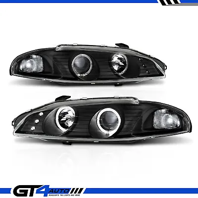 For 1997-99 Mitsubishi Eclipse Dual LED Halos Black Projector Headlights + Bulbs • $167.07