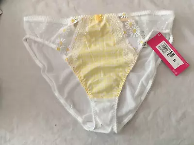 M&S Boutique X Damaris White /yellow Knicker Sheer Mesh Size 10 • £6