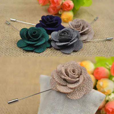 3PCS Mens Red Pink Beige Brooch Flower Lapel Pin For Tie Shirt Waistcoat Wedding • $10.99