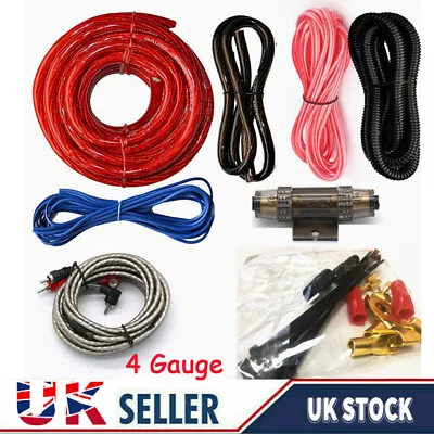 4 Gauge Car Amplifier Wiring Kit Amp Audio Subwoofer RCA Power Cable FUSE 2300W • £17.99