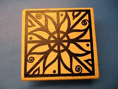 Magenta Floral Design Frame Rubber Stamp Wood Mtd New • $9.95