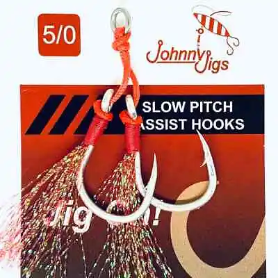 Johnny Jigs Slow Pitch Red Feathered Twin Assist Hooks • $6.99