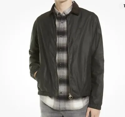 Barbour Men Vital Bomber Jacket Large  Dark Navy  Waxed Cotton NWT $350 • $148