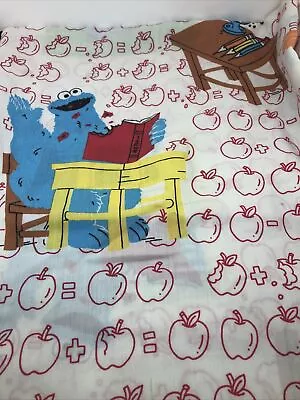 Vintage Sesame Street Twin Flat Sheet Muppets Education Theme ABC Teacher • £14.45