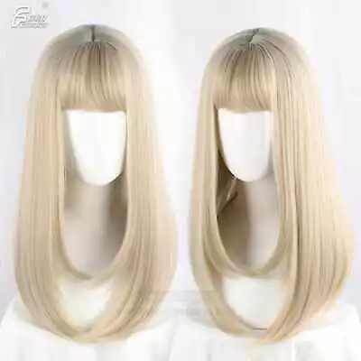 Cream Blonde Long Straight Hair Lolita Cosplay Wig • £13.80