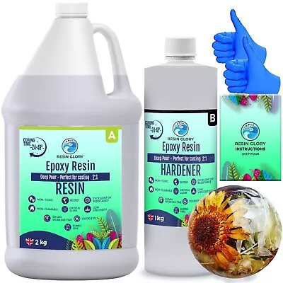 £70.99 • Buy EPOXY RESIN KIT 2:1 RATIO 1.5 - 3kg CRYSTAL CLEAR ART WOOD FROWER CRAFT MOULD UK