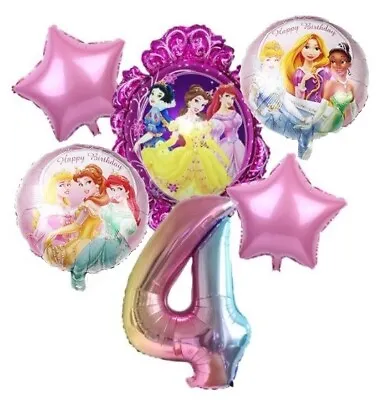 Princess Balloon Set Age 4 Birthday Party Foil Decorations Girls 4th Birthday • £8.99