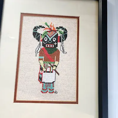 Ho'ote Kachina Dancer Buffalo Needlepoint Completed Native American  Framed Art • $23.69