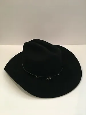 NWT Vintage BULLHIDE Montecarlo Black COWBOY HAT Leather Band Sz M READ • $38.94