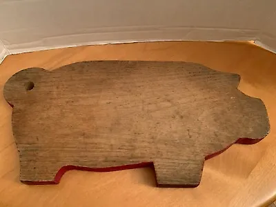 Vintage Pig Cutting Board Wood Primitive With Red Sides- Solid Wood • $21.99