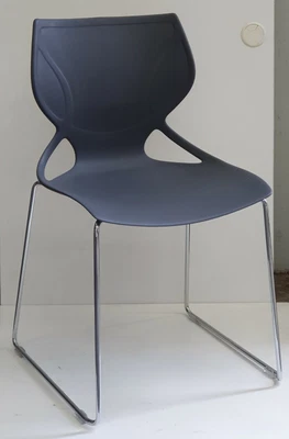 $25 • Buy Modern Charcoal Plastic Chair With Chrome Sled Base