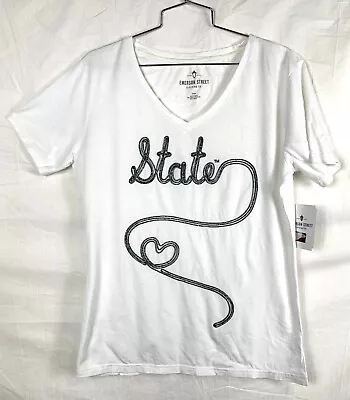 Michigan State Spartans Ncaa Womens Ladies White V-neck T-shirt S-xl Free Ship • $9.99
