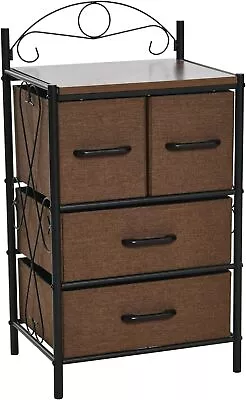 Home Essentials Victoria Dresser Nightstand Storage With 4 Brown Drawers • $79.02