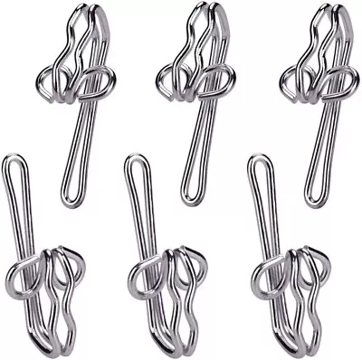 100 STRONG SILVER CURTAIN HOOKS New Nickel Metal Sew Sewing Pleat Tape Hook • £4.85