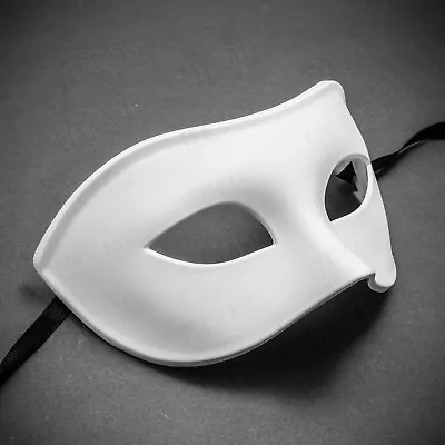 White DIY Plain Venetian Mask Masquerade Costume Half Face Mardi Gras Party Mask • $10.99