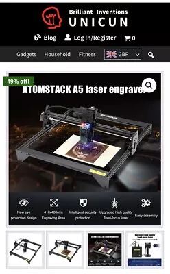 Atomstack A5 Laser Engraving Machine 20w Brand New In Packaging • £180