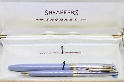 Vintage Sheaffer's Snorkel Set Fountain Pen Pencil White Dot In Box 14K Nib • $75