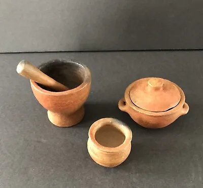 Vintage Miniature Terracotta Clay Pottery Portugal 5 Pcs Hand Made • $15