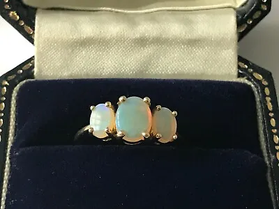 Opal Ring - Opal Trilogy Ring - Opal 9ct Gold Ring - Size O • £250