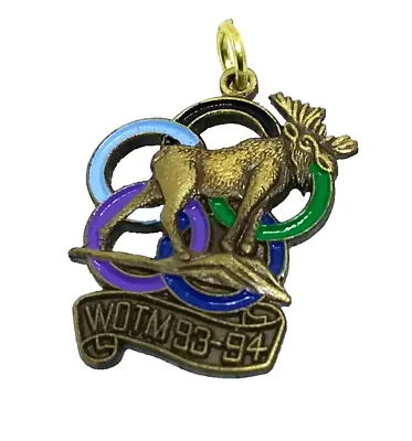 WOTM Moose 93-94 Pendant Women Of The Mosse Lodge Colorful Rings Enamel Charm • $19.48