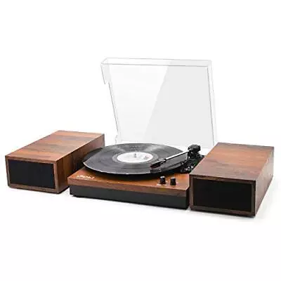  Vinyl Record Player With Stereo External Speakers 3-Speed Belt Dark Mahogany • $117.45