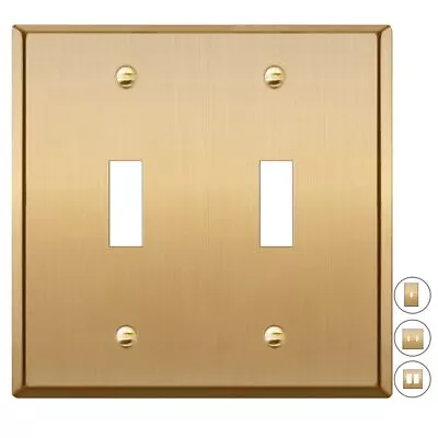 STANDARD SIZE Metal Gold Double Toggle Light Switch Covers Wall Plate Toggle ... • $25.10