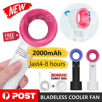 $12.95 • Buy Portable Bladeless Hand Held Cooler Fan USB No Leaf Handy Summer Fan AU STOCK