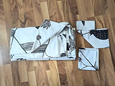 Marimekko Fujiwo Ishimoto Duvet Cover & 2 Pillow Case Set Black White Floral • $85