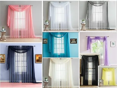 $8.45 • Buy New 216  Long Sheer  Valance Window Scarf- Standard And Extra Large - All Colors