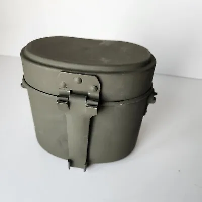 German WWII Style 2-Piece Mess Kit Military Surplus OD Green Painted Aluminum • $25