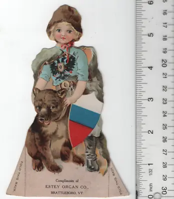 Russian Empire Bear Estey Organ Paper Doll Victorian Trade Card 4 X6  VTC-XC51 • $29.60