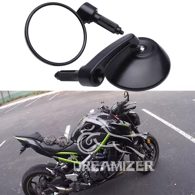 Round 2x Motorcycle 7/8  Bar End Side Mirrors For Kawasaki Z400 Z650 Z900 Z1000 • £28.13