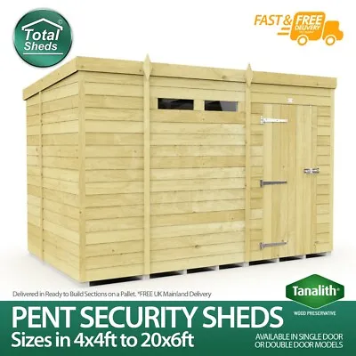 Total Sheds Pent Security Shed  Pressure Treated Tanalised Shed Free Delivery • £774.57