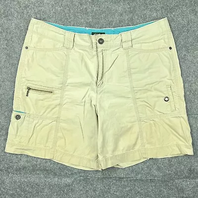 Eddie Bauer Shorts Womens 16 Tan Ripstop Cargo Pockets Cotton Hiking Outdoors • $19.95