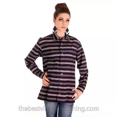 Vintage Vuokko Striped Gray Black Jacket Top Snap Front 1970s M • $336