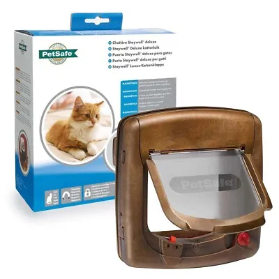 Brown Cat Flap PetSafe 420EF Staywell Deluxe 4 Way Locking Magnetic • £33.99