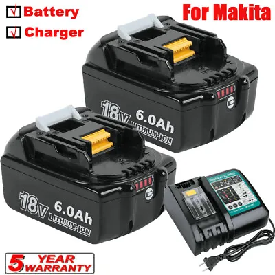 2PACK For Makita 18V 6.0Ah LXT Lithium Ion Battery /Charger BL1860 BL1830 BL1850 • $21.89