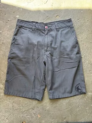 Mens Metal Mulisha Chino Embroidered Skull Logo Striped Gray Shorts Size 32x10 • $12.99