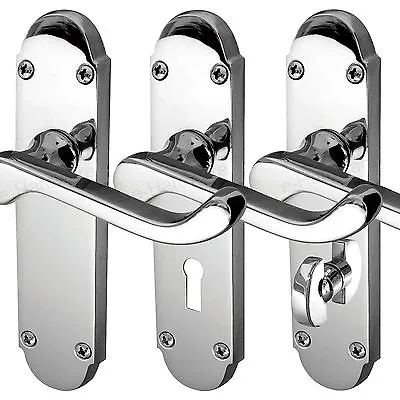 Epsom Internal Door Handles Lock Latch Bathroom Sets - Polished Or Satin Chrome • £10.45