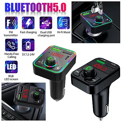 FM Transmitter Wireless Bluetooth Car MP3 Player Handsfree USB Car Fast Charger • £6.30