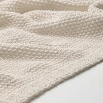 HUMLEMOTT Throw Off-white 130x170 Cm COTTON FEEL KNIT SUPER SOFT NEW • £27.49