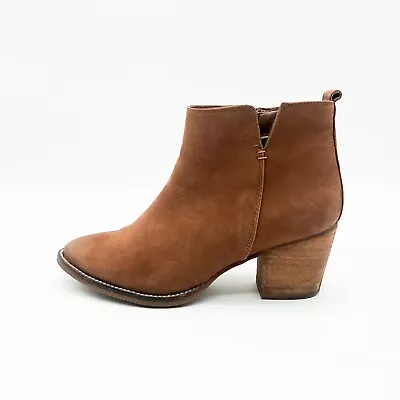 Blondo Nina Waterproof Booties Tan Suede Women's Sz 8.5 Shoes Heeled Zip Boots • $35.99