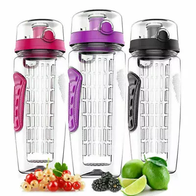 32oz Fruit Infuser Water Bottle Anti-Slip Grip Flip Top Lid Infused Water Bottle • $15.15