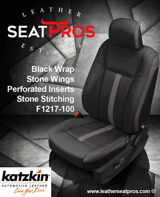 Leather Seat Covers 2015-20 Ford F-150 SuperCrew SuperCab XLT STX Gray Black • $1195