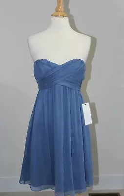 J CREW 4 Hazel Blue TARYN DRESS 100% Silk Chiffon Bridesmaid Prom Homecoming S • $29.67