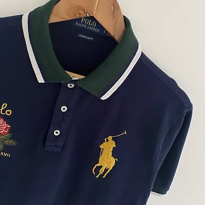 Ralph Lauren Polo Shirt Size L Large Mens Navy Blue Big Pony England Rugby • £39.95