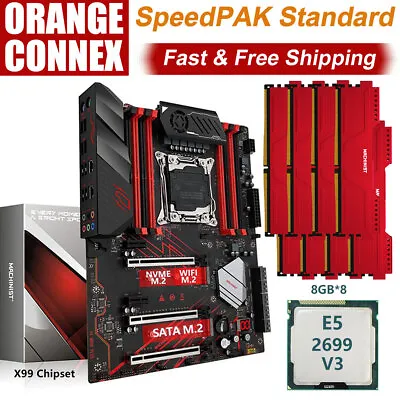 X99 Motherboard LGA 2011-3 + Xeon E5-2699 V3 CPU 64GB DDR4 2666MHz RAM Combo Kit • $398.96