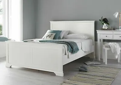 White Wooden Sleigh Bed Frame • £379