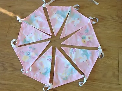 Laura Ashley Pink Unicorn Fabric Hand Made Bunting Flags - 3 Metres • £12