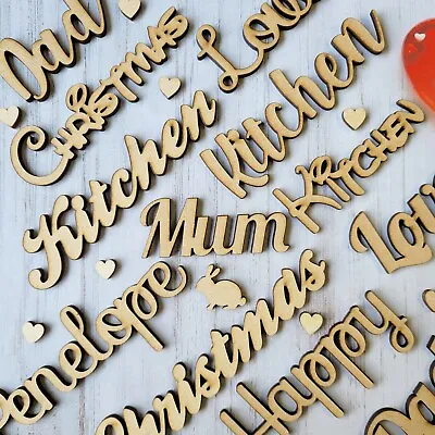 Personalised Script Wooden Name Child's Names & Words Wedding Gift MDF Art Craft • £1.75